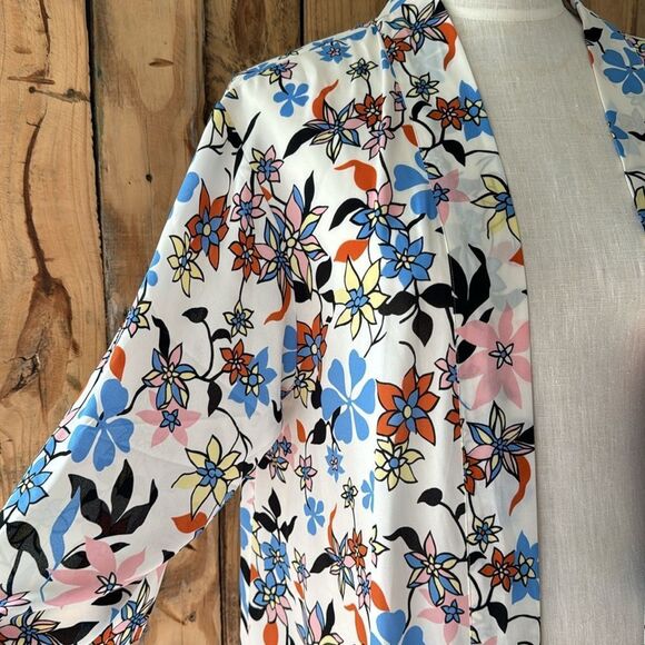 Modcloth Floral Printed Open Front Inviting Opportunity Longline Kimono Cardigan - Picture 4 of 12